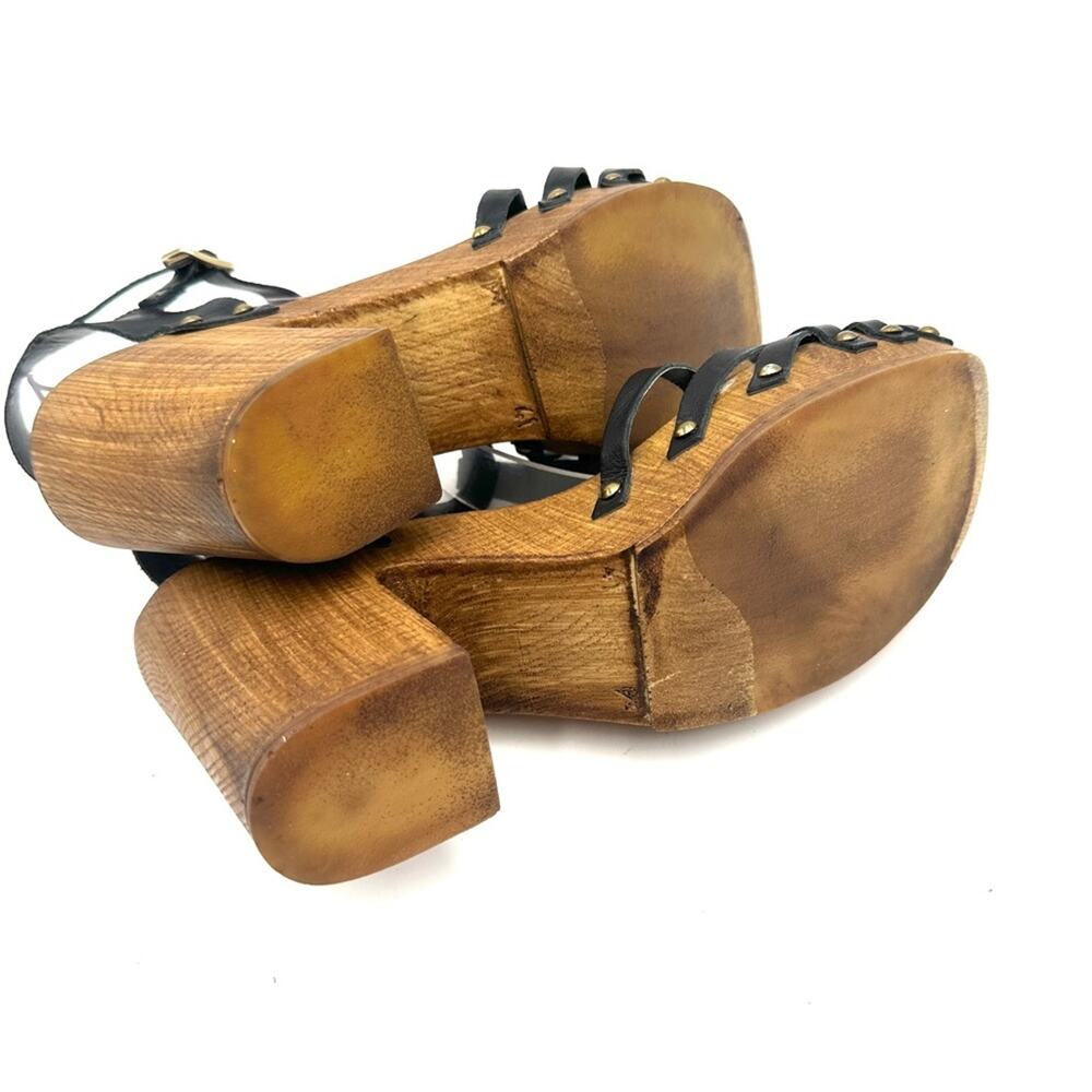 Topshop Block Heel Studded Strappy Leather Sandals Size 41 / 10.5 Made In Italy View 6